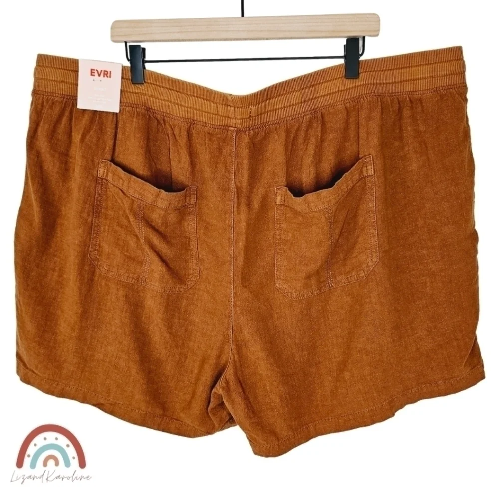 New! EVRI Linen Utility High Waist On Shorts Plus Size 24W